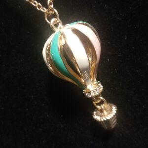 Hot air balloon pendant necklace 30+2 inches long pendant necklace .